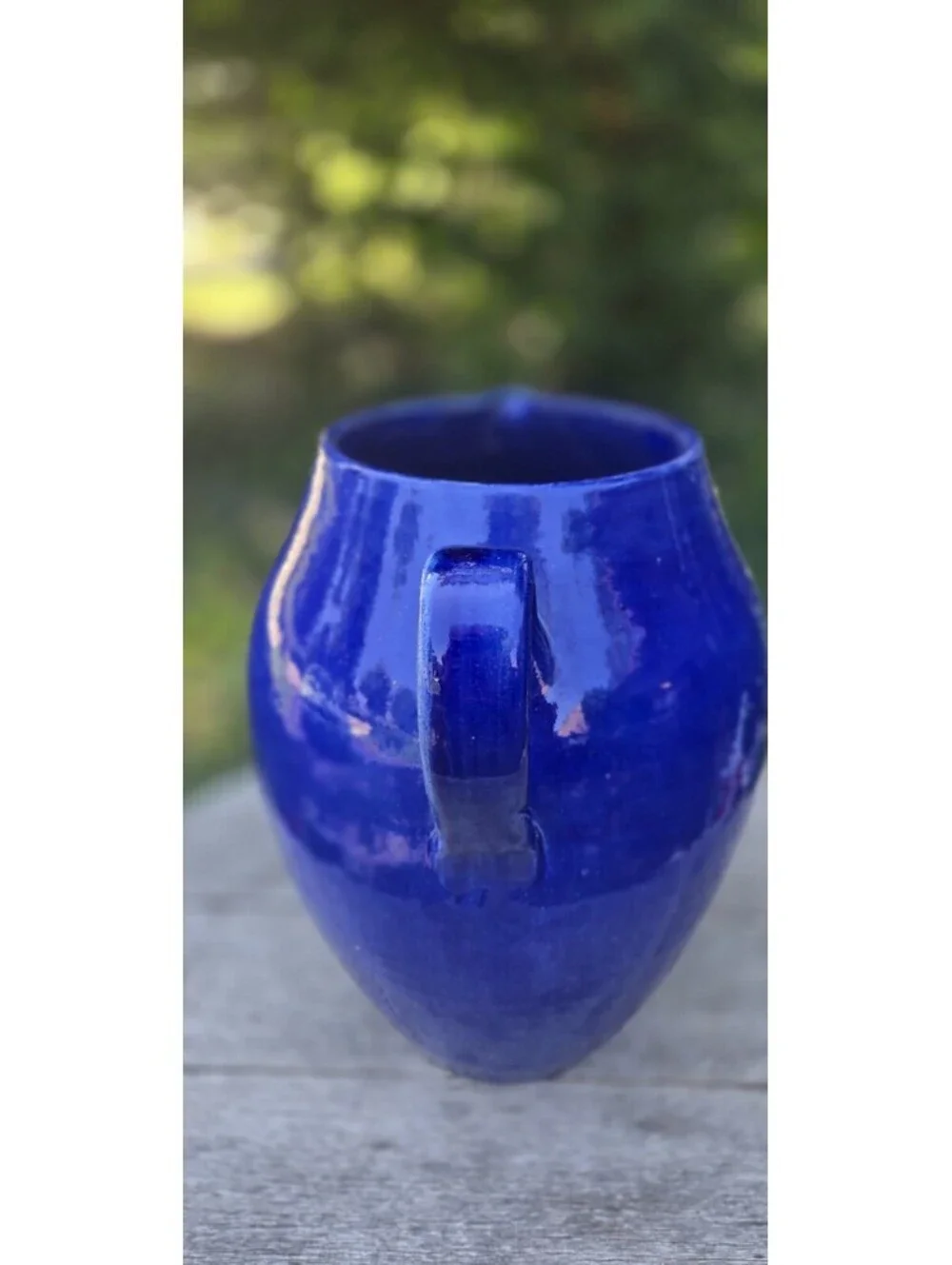 Cobalt Blue Pottery Vase Handmade In Portugal Vase 13X11 Inches 1 Chip